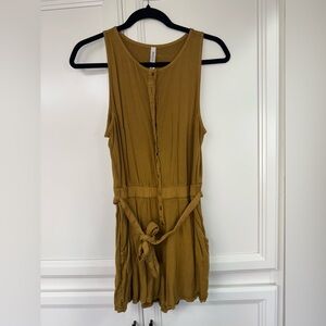 RVCA Mustard Sleeveless Button-Down Romper